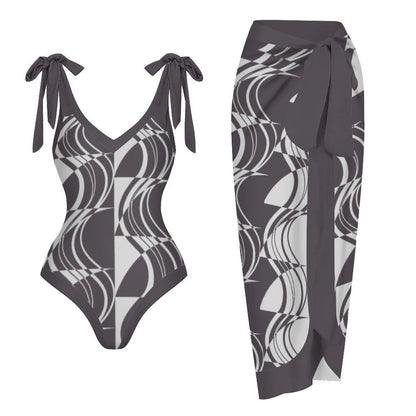 Casual Printed One-Piece Swimsuit And Cover Up 2305102468