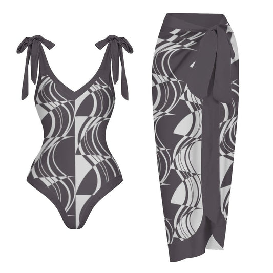 Casual Printed One-Piece Swimsuit And Cover Up 2305102468