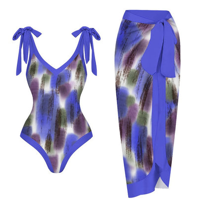 Casual Printed One-Piece Swimsuit And Cover Up 2305102668