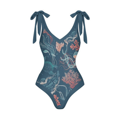 Casual Printed One Piece Swimsuit And Cover Up 2305104934