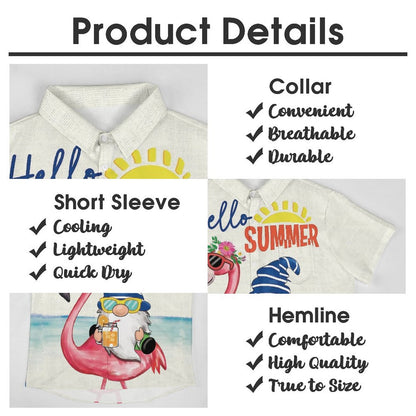 Men's Hawaiian Flamingo Gnome Print Vacation Shirt 2306101927