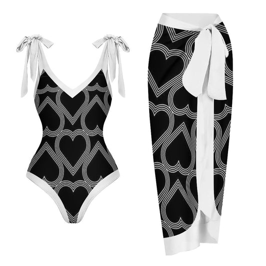 Casual Printed One-Piece Swimsuit And Cover Up 2305102678