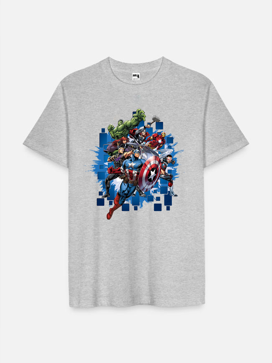 Men's Casual The Avengers Printed Round Neck Short Sleeve T-Shirt