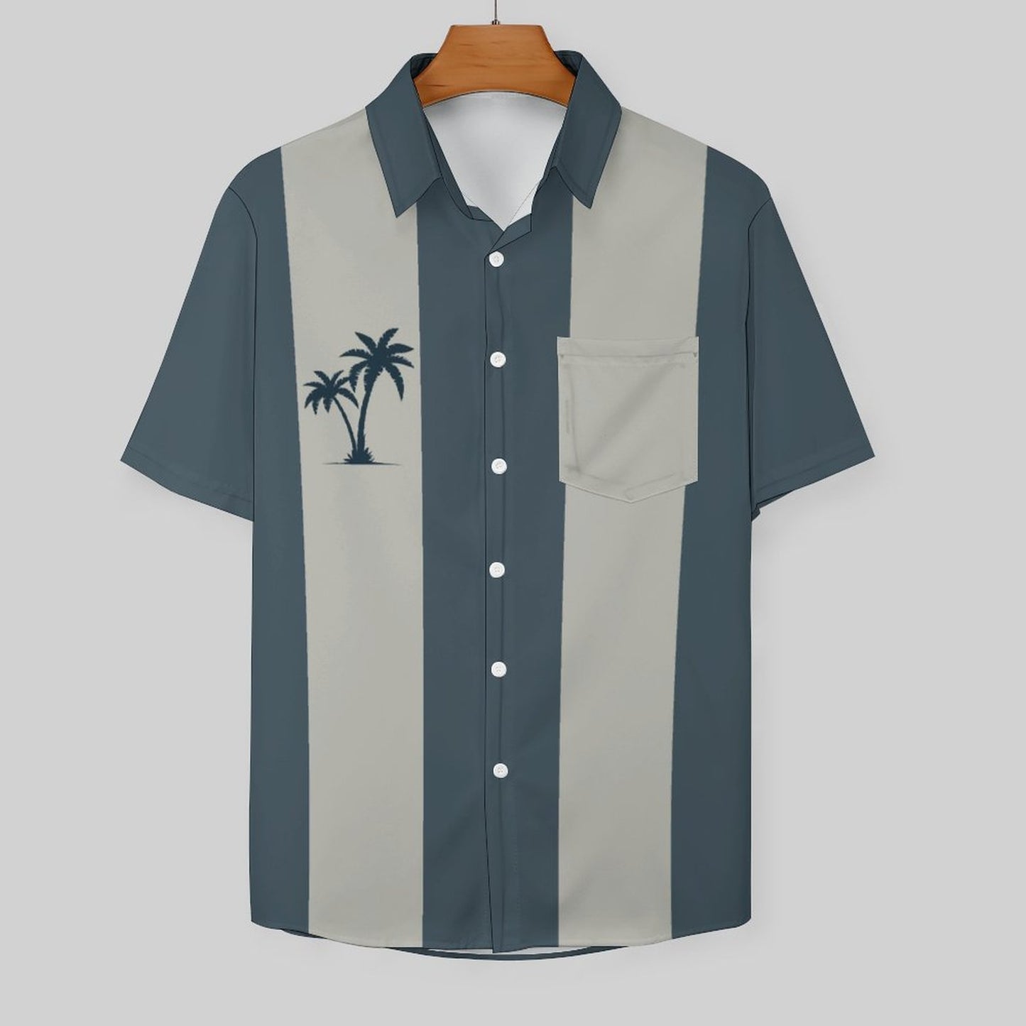 Men's Hawaiian Stripe Coconut Print Resort Shirt