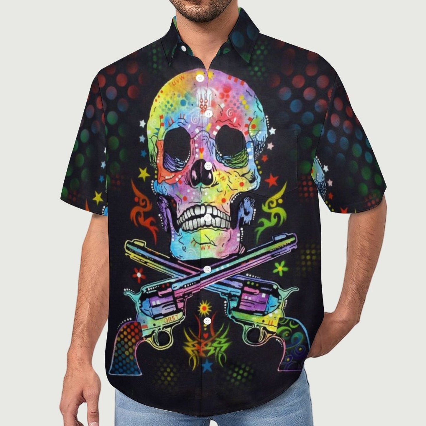 Men's Hawaiian Print Lapel Shirt 2304103194