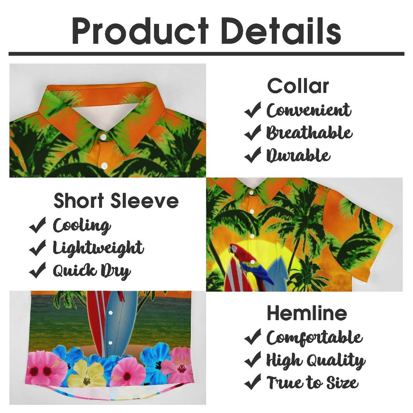 Men's Sunny Beach Surfboard Printed Casual Short Sleeve Shirt 2306102514
