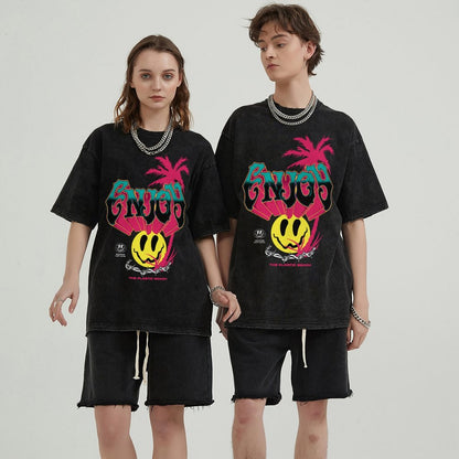 Unisex Vintage Solid Wash T-Shirts 2305101929