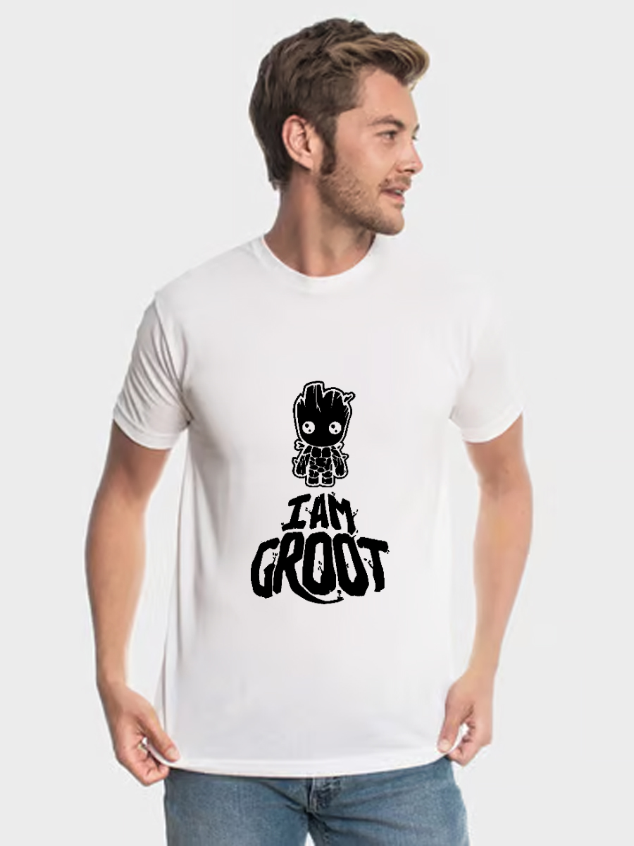 Men's Casual Groot Marvel Printed Round Neck Short Sleeve T-Shirt