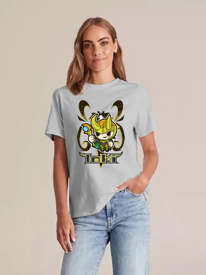 Women's Casual Little Loki Printed Round Neck Short Sleeve T-Shirt