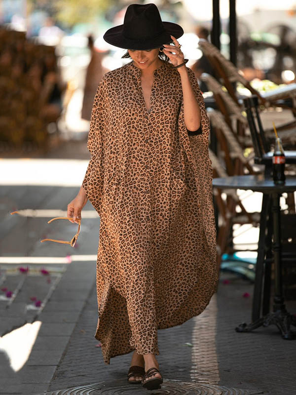 Animal Printed Loose Pocket Beach Cover-Up