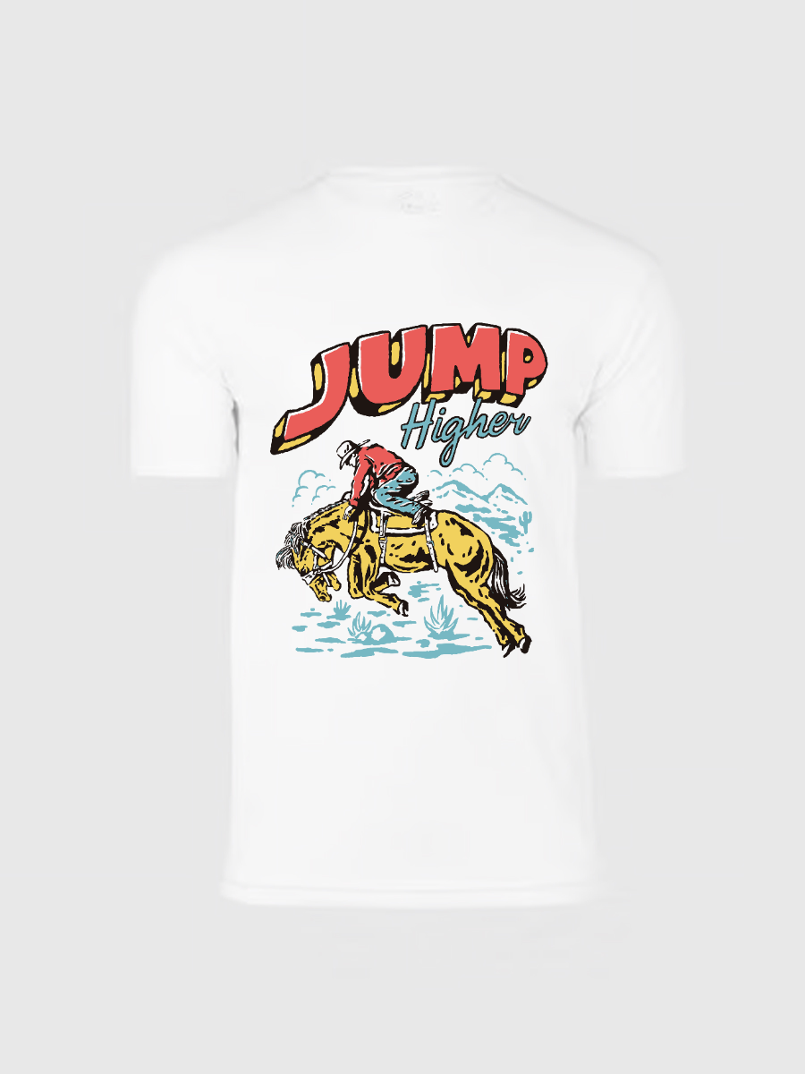 Men's Casual Jump Printed Round Neck Short Sleeve T-Shirt