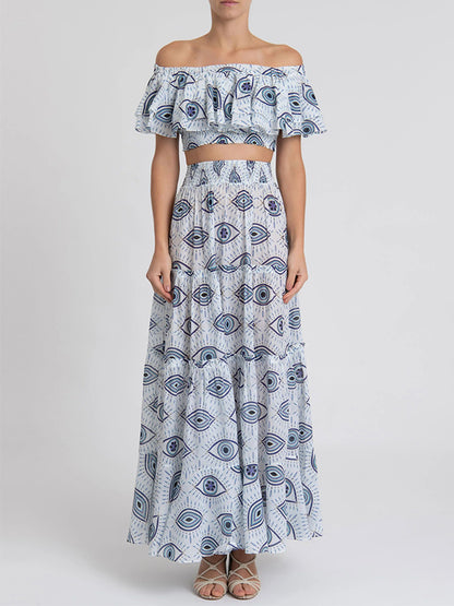 Eye printed swimsuit and cover Up