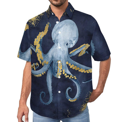 Men's Octopus Painted Print Vacation Hawaiian Shirt 2305106280
