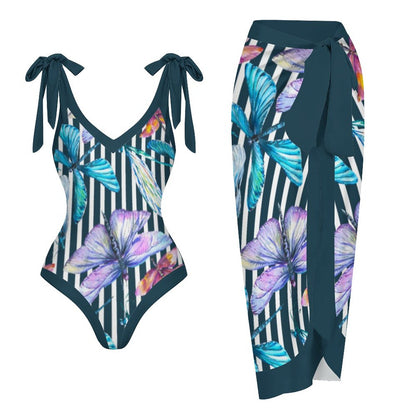 Casual Printed One Piece Swimsuit And Cover Up 2305104948