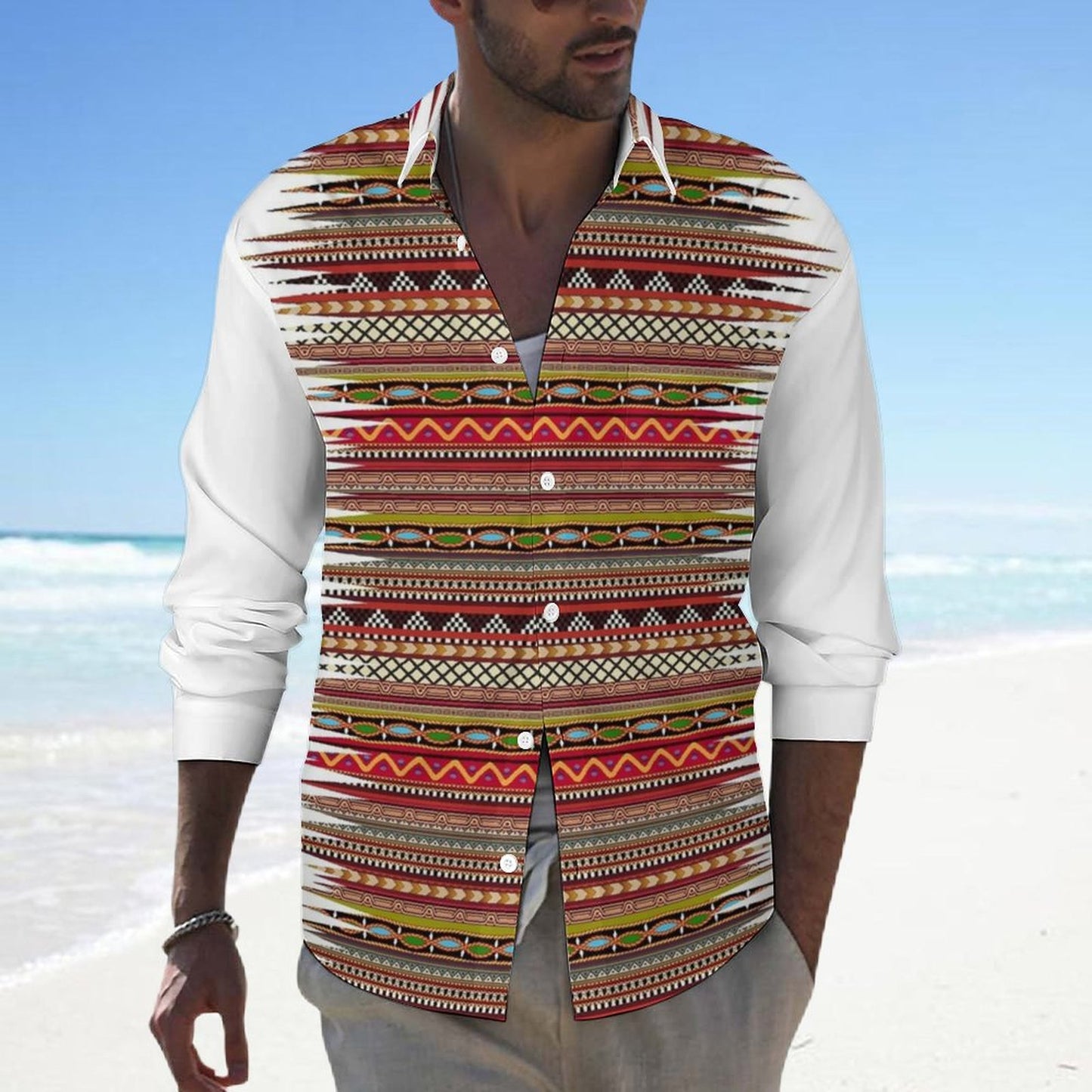 Men's Casual Printed Long Sleeve Shirt 2306103093