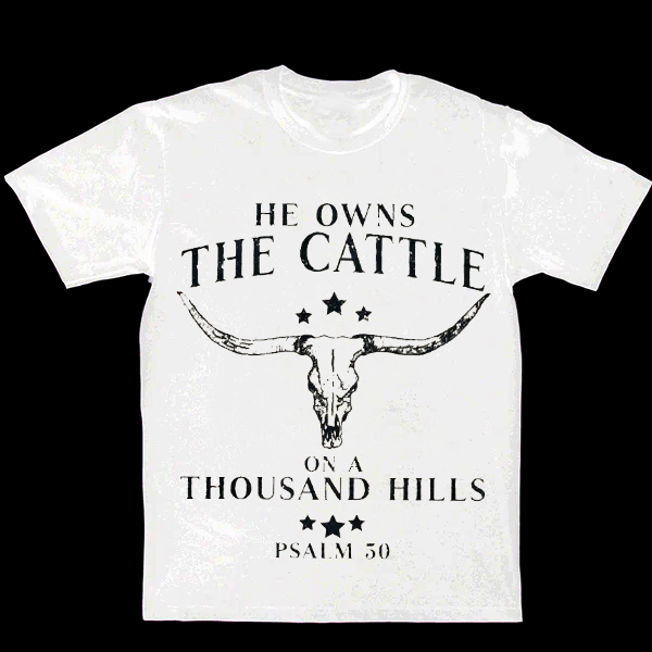 He Owns the Cattle on a Thousand Hills Men's Casual Printed T-Shirt