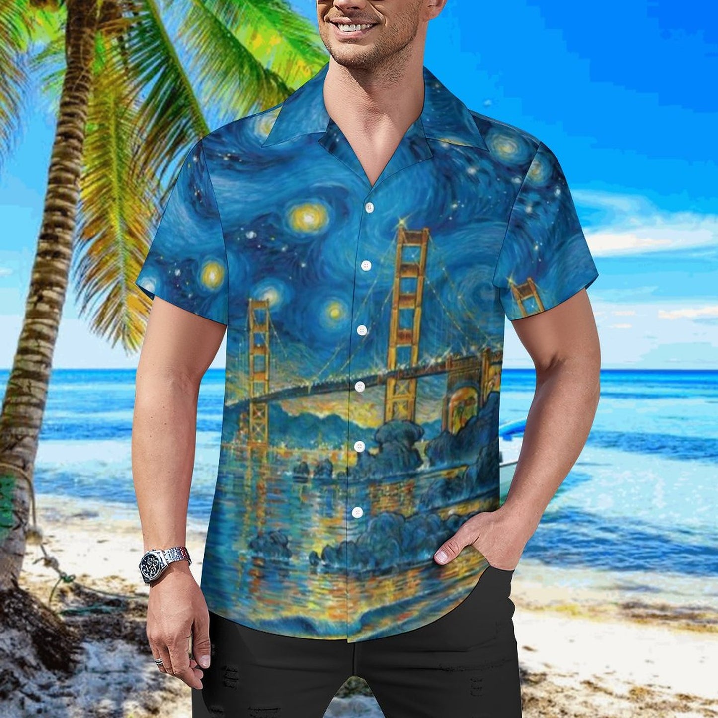 Men's Hawaiian Print Casual Shirt 2304105717