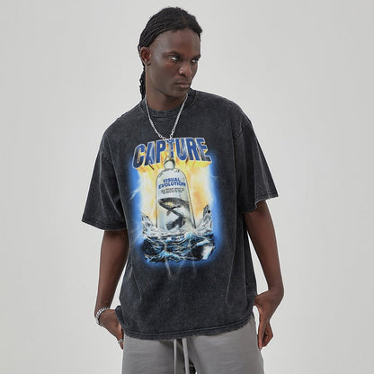 Unisex Vintage Solid Wash T-Shirts 2305102632