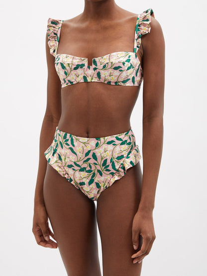 Fashion Floral Print Bikini and Cover Up