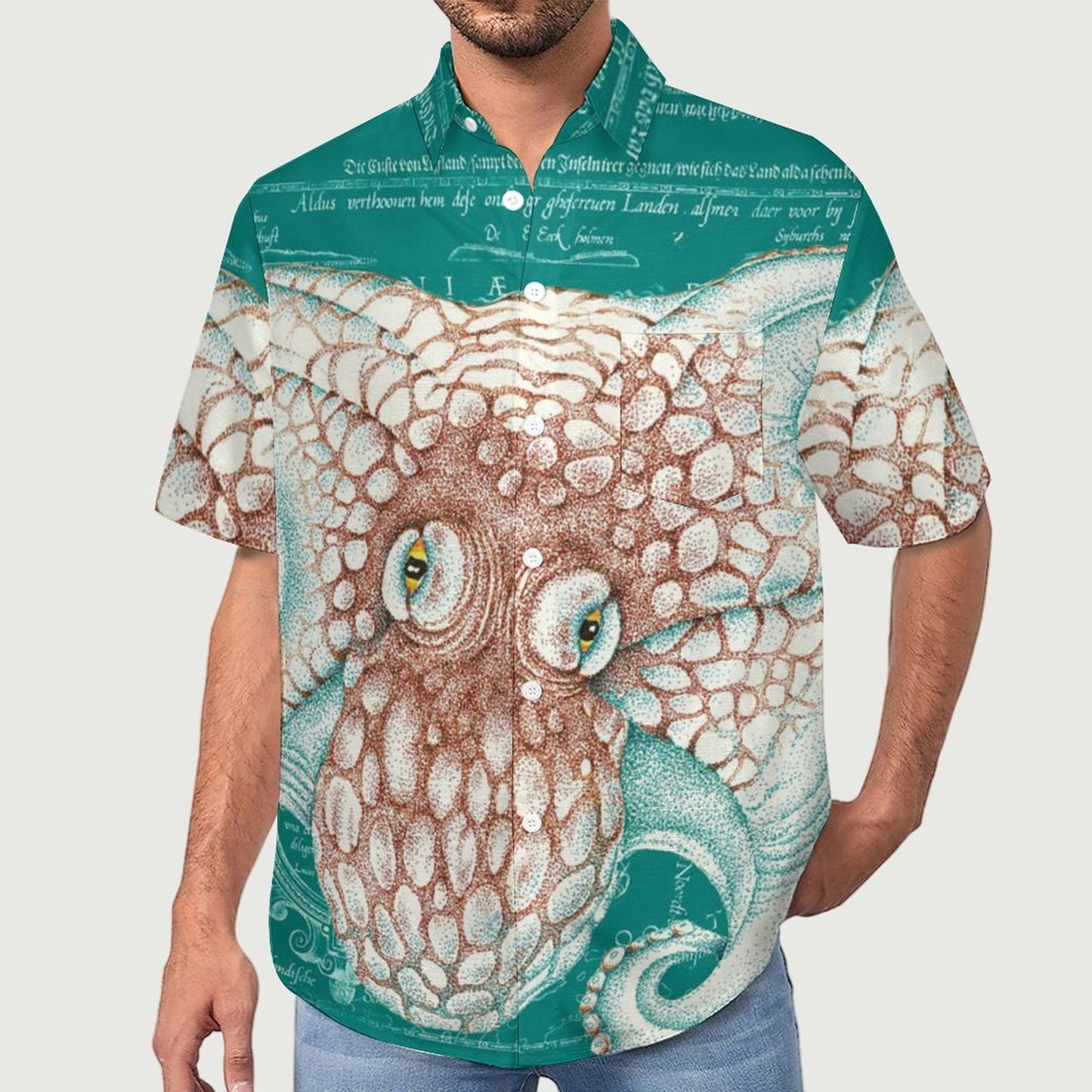 Men's Octopus Painted Art Print Vacation Hawaiian Shirt 2305106292