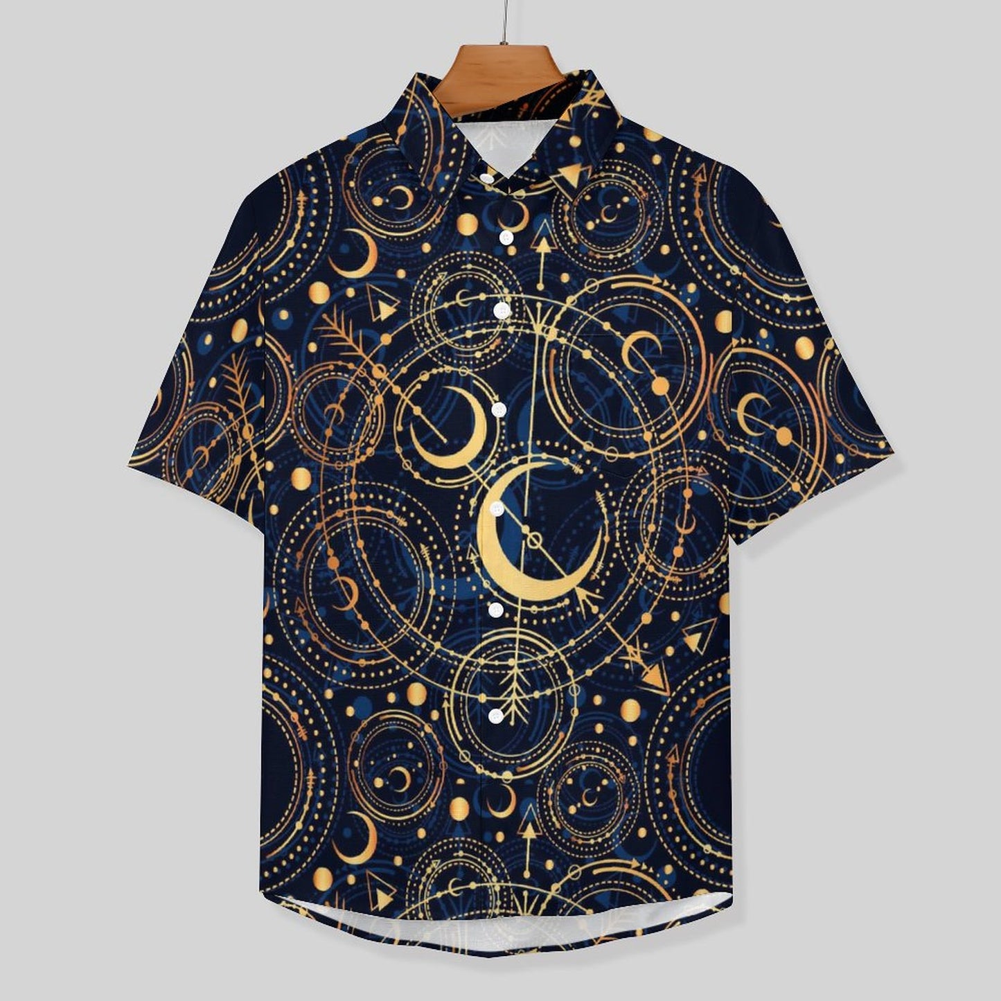 Men's Star And Moon Print Vacation Hawaiian Shirt 2306104045