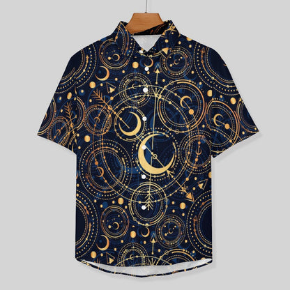 Men's Star And Moon Print Vacation Hawaiian Shirt 2306104045