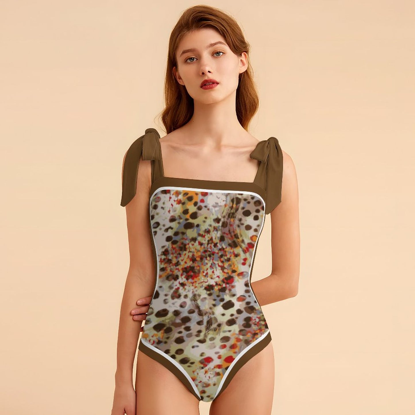 Fashion Printed One Piece Swimsuit And Cover Up 2305104446