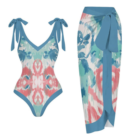 Casual Printed One Piece Swimsuit And Cover Up 2305105895