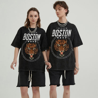 Mens Cotton Wash Solid T-Shirts Oversized Unisex Short Sleeve Streetwear Rap Hip Hop Basic Tee Tops 2305101617