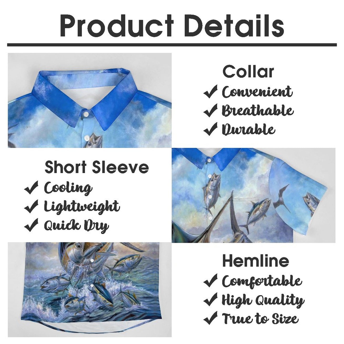 Men's Hawaiian Fish School Print Resort Shirt 2306101853