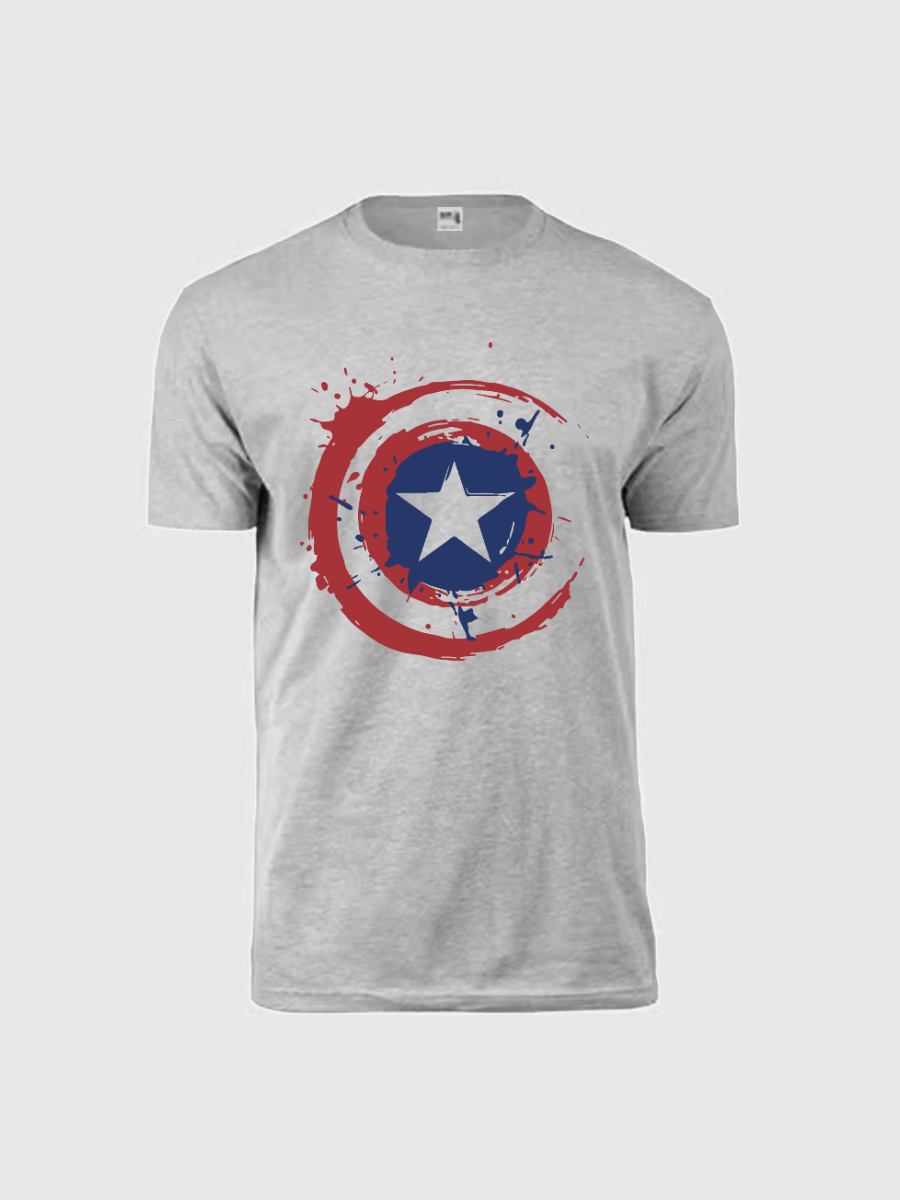Men's Casual Captain America Printed Round Neck Short Sleeve T-Shirt