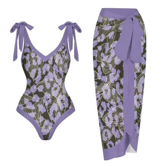 Casual Printed One-Piece Swimsuit And Cover Up 2305102871