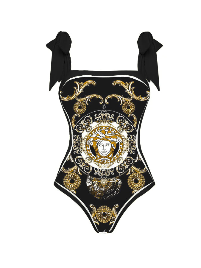 Dark Print Reversible One Piece Swimsuit And Cover up