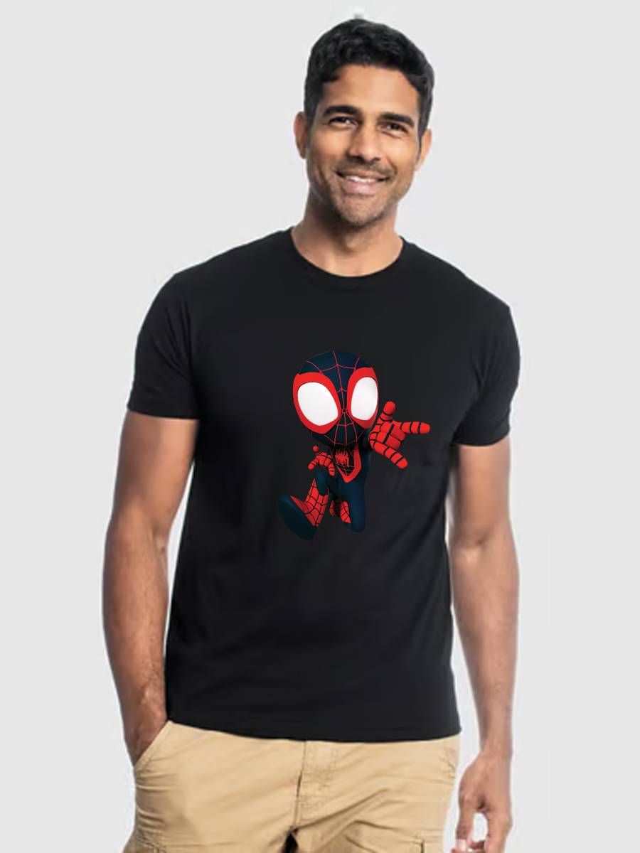 Men's Casual Mini Spider-Man Printed Round Neck Short Sleeve T-Shirt