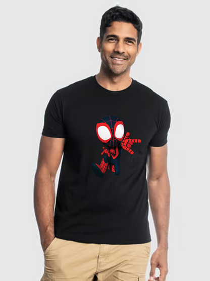 Men's Casual Mini Spider-Man Printed Round Neck Short Sleeve T-Shirt