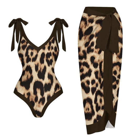 Casual Printed One-Piece Swimsuit And Cover Up 2305104282