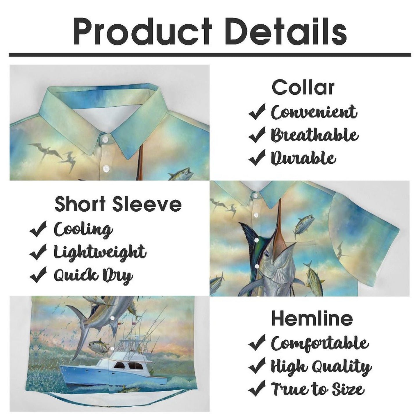 Men's Hawaiian Fish School Print Resort Shirt 2306101858