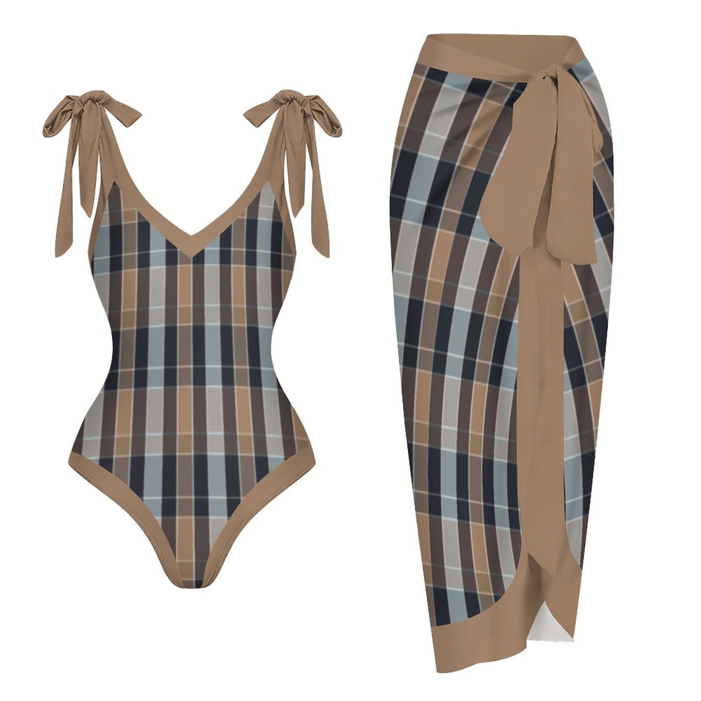 Casual Printed One-Piece Swimsuit And Cover Up 2305102457