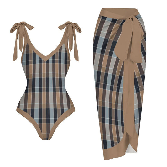 Casual Printed One-Piece Swimsuit And Cover Up 2305102457