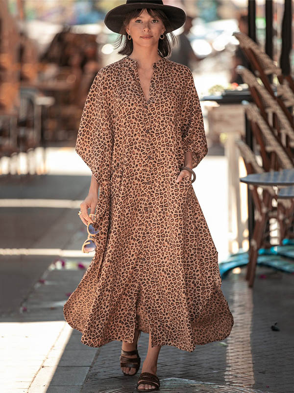 Animal Printed Loose Pocket Beach Cover-Up