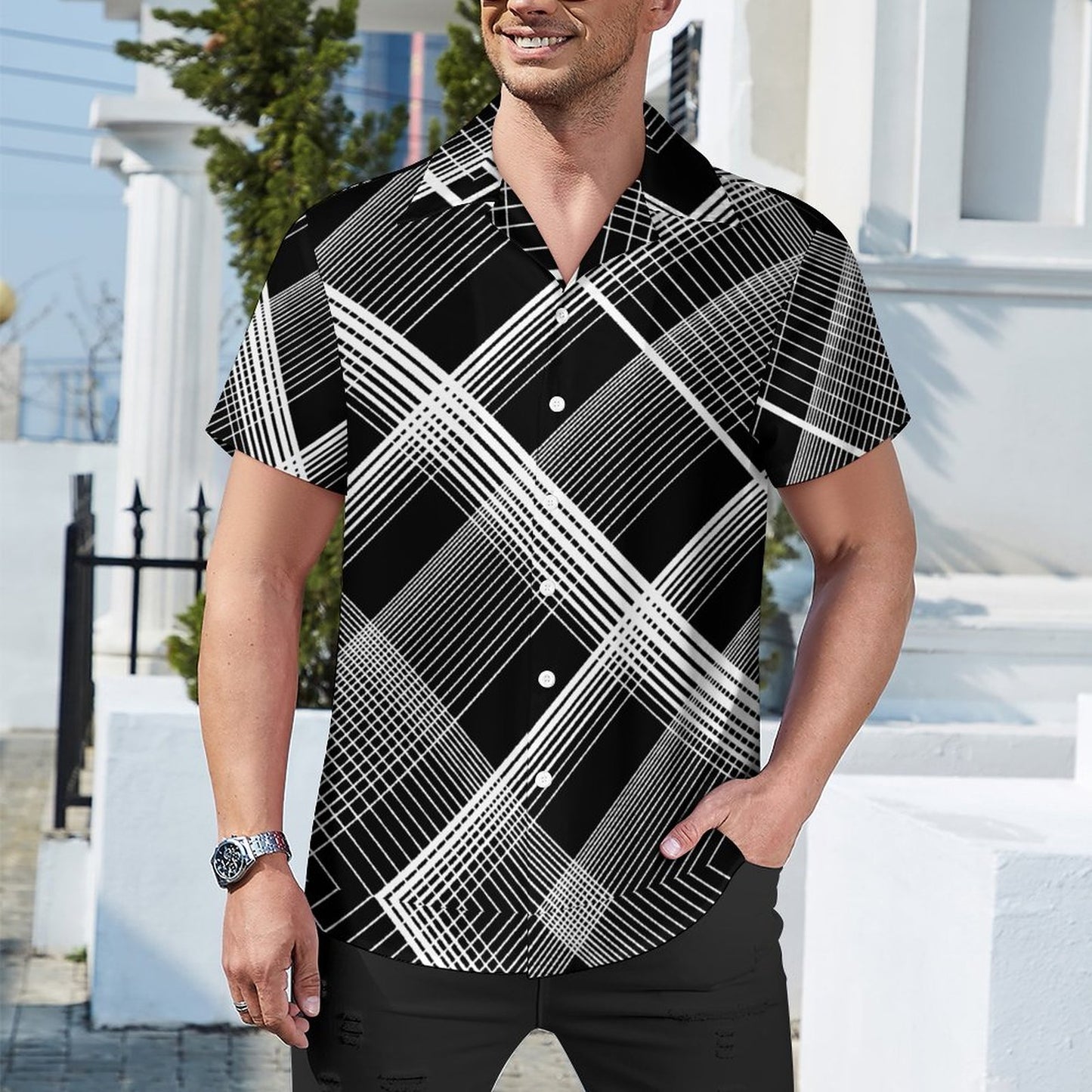 Men Hawaiian Casual Short Sleeve Shirt 2307100354