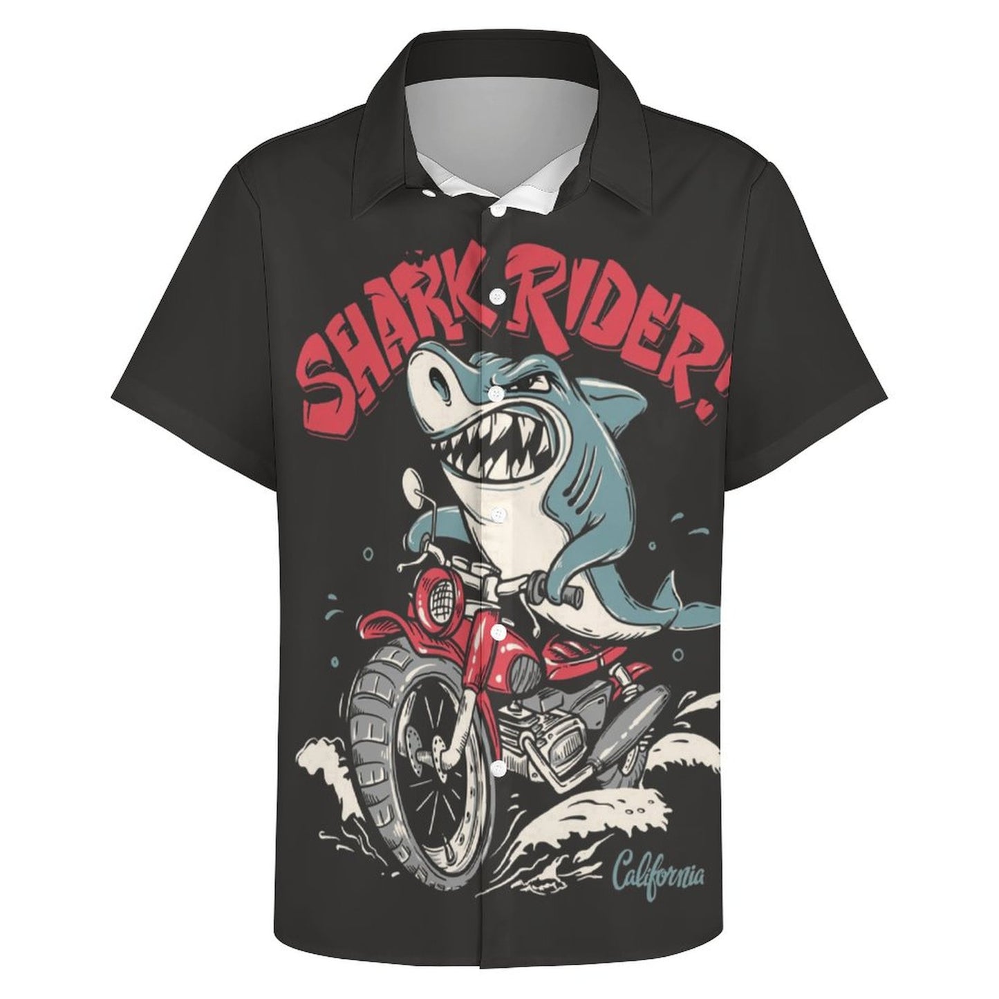 Men's Hawaiian Shark Print Resort Shirt
