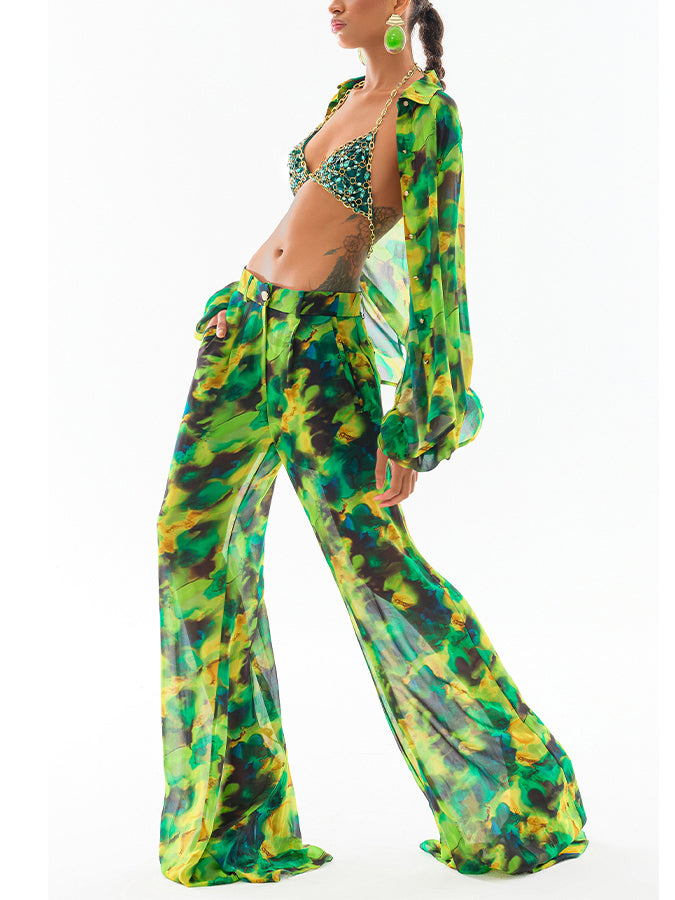 Green Halter Bikini and Cover Up