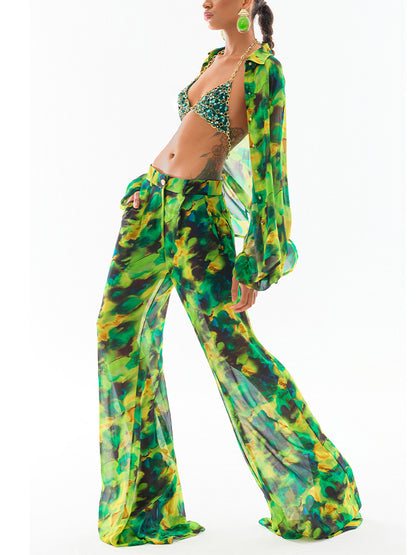 Green Halter Bikini and Cover Up