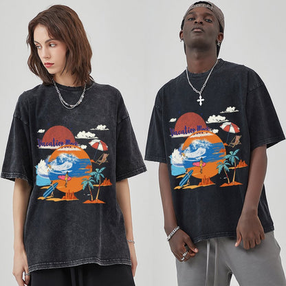 Unisex Vintage Solid Wash T-Shirts 2305102653
