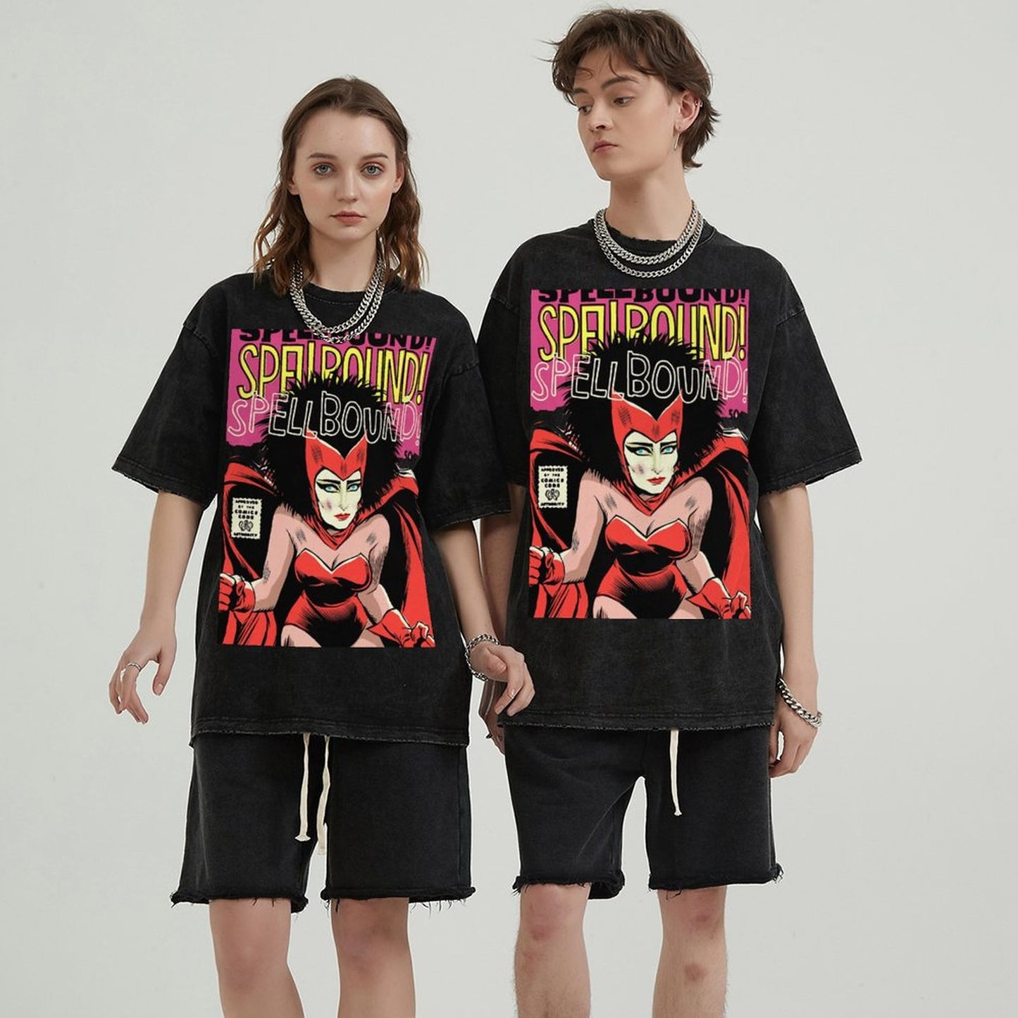 Unisex Vintage Solid Wash Denim T-Shirts