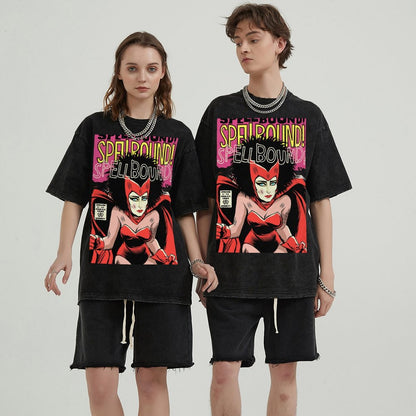 Unisex Vintage Solid Wash Denim T-Shirts