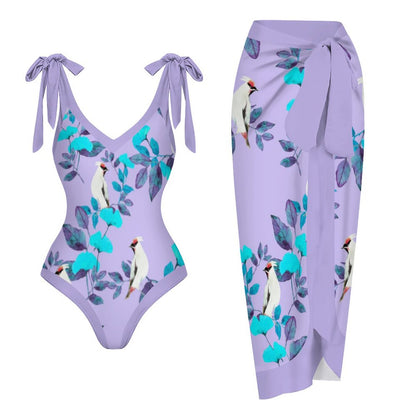 Casual Printed One-Piece Swimsuit And Cover Up 2305102607