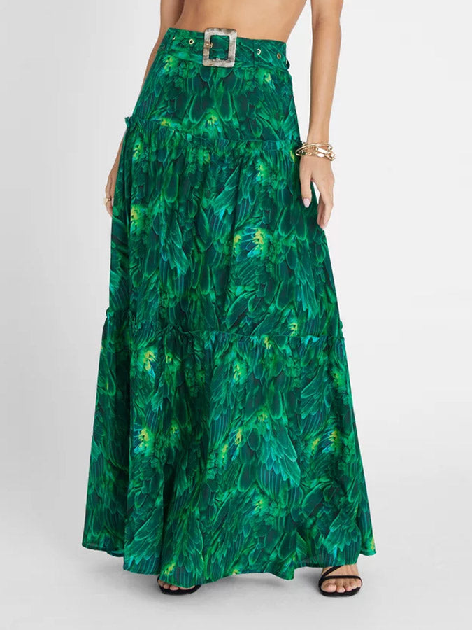 Feather Print One Piece And Cover Up
