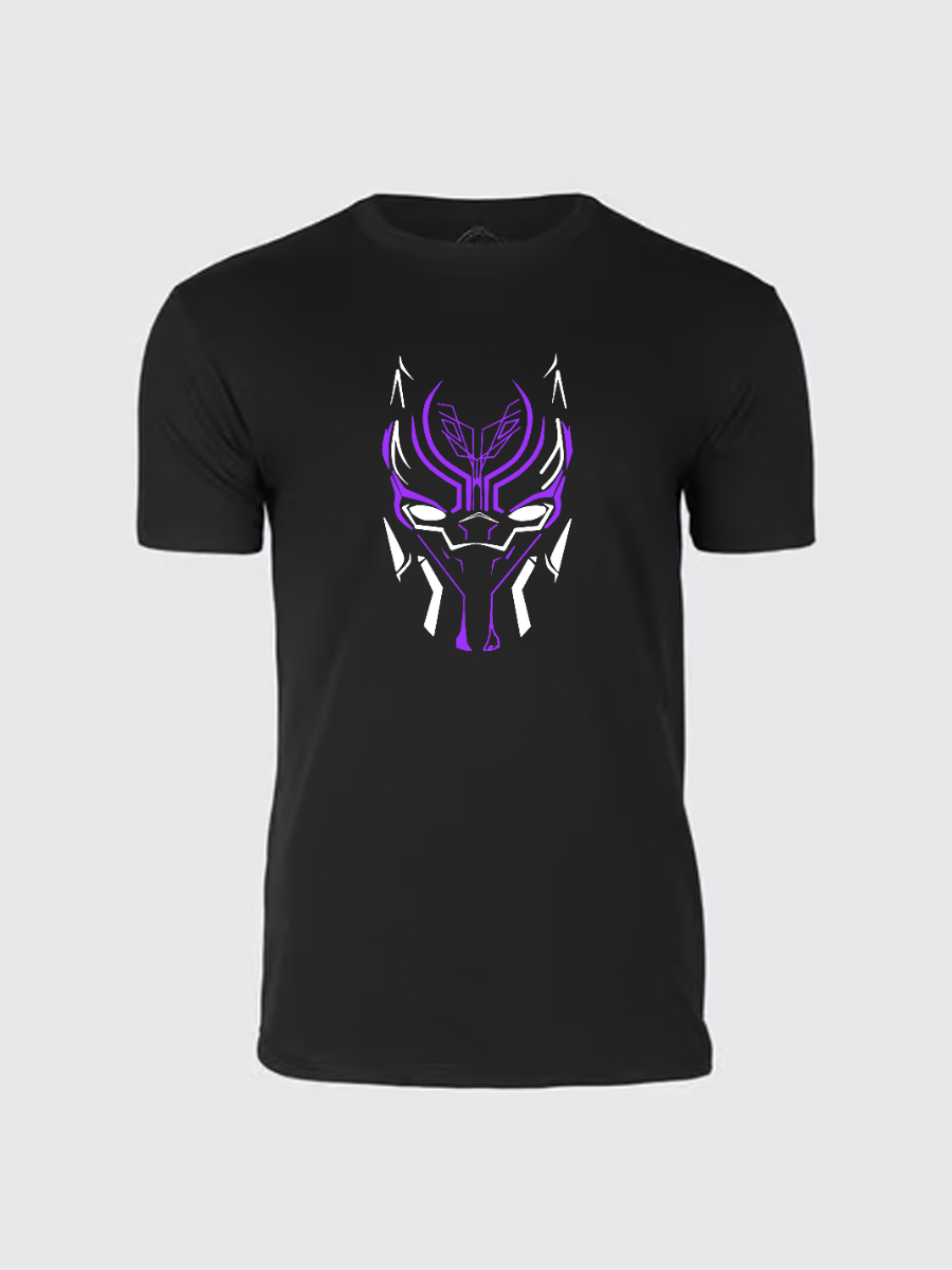 Men's Casual Marvel Black Panther Neon Printed Round Neck Short Sleeve T-Shirt